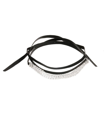 Rhinestone Ribbon Leatherette Dog Necklace