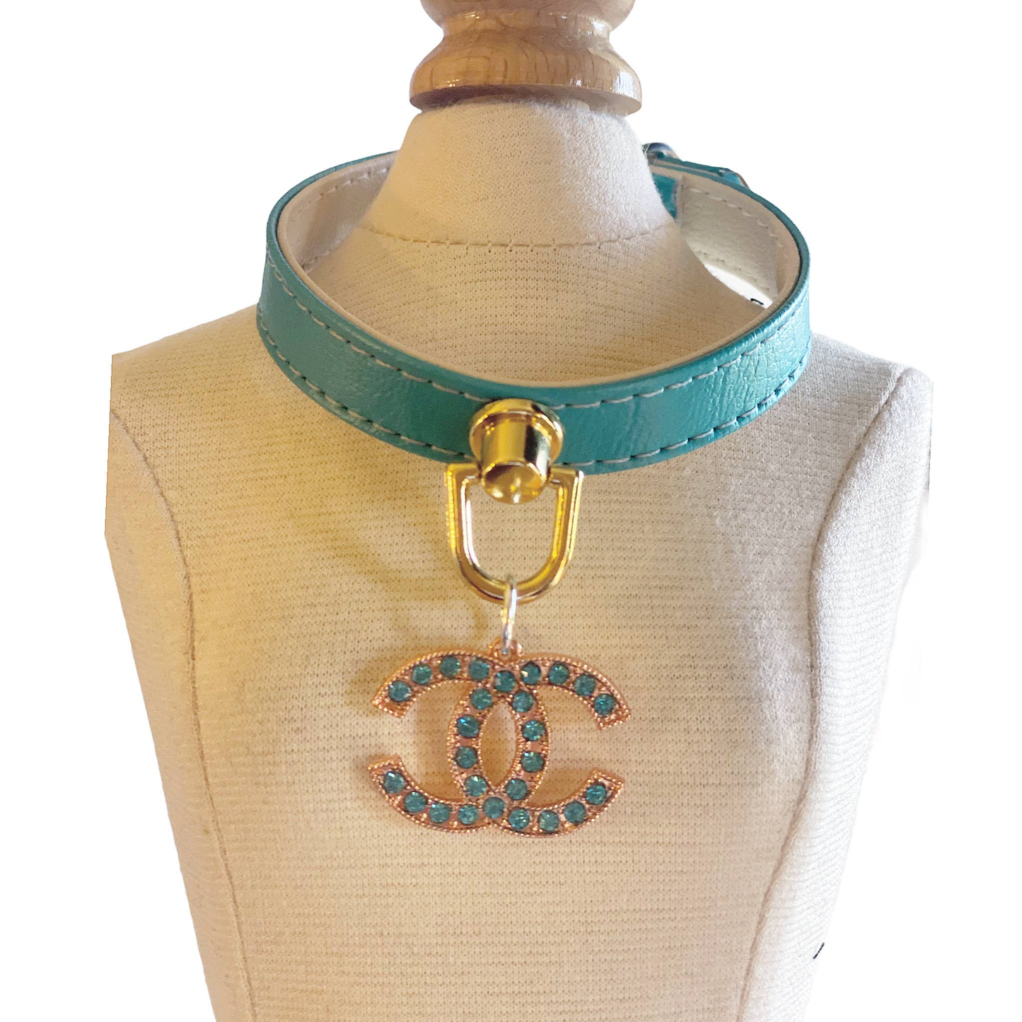 Bark Fifth Avenue Azure Crystal Vegan Leather Dog Collar
