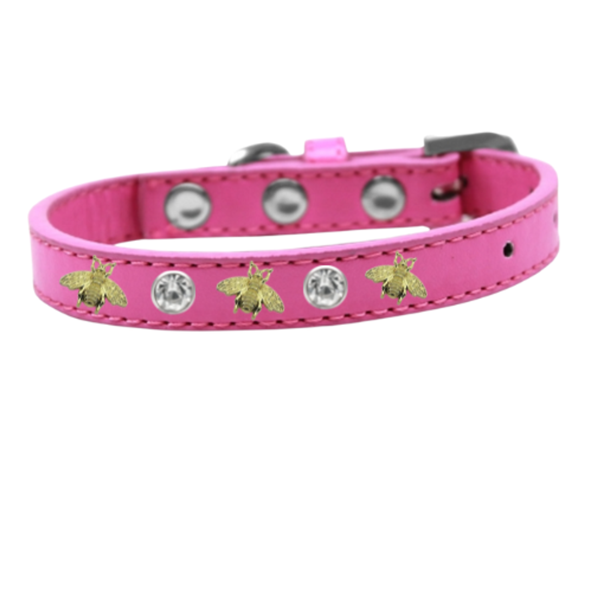 Studded Bee Vegan Leather Dog Collar