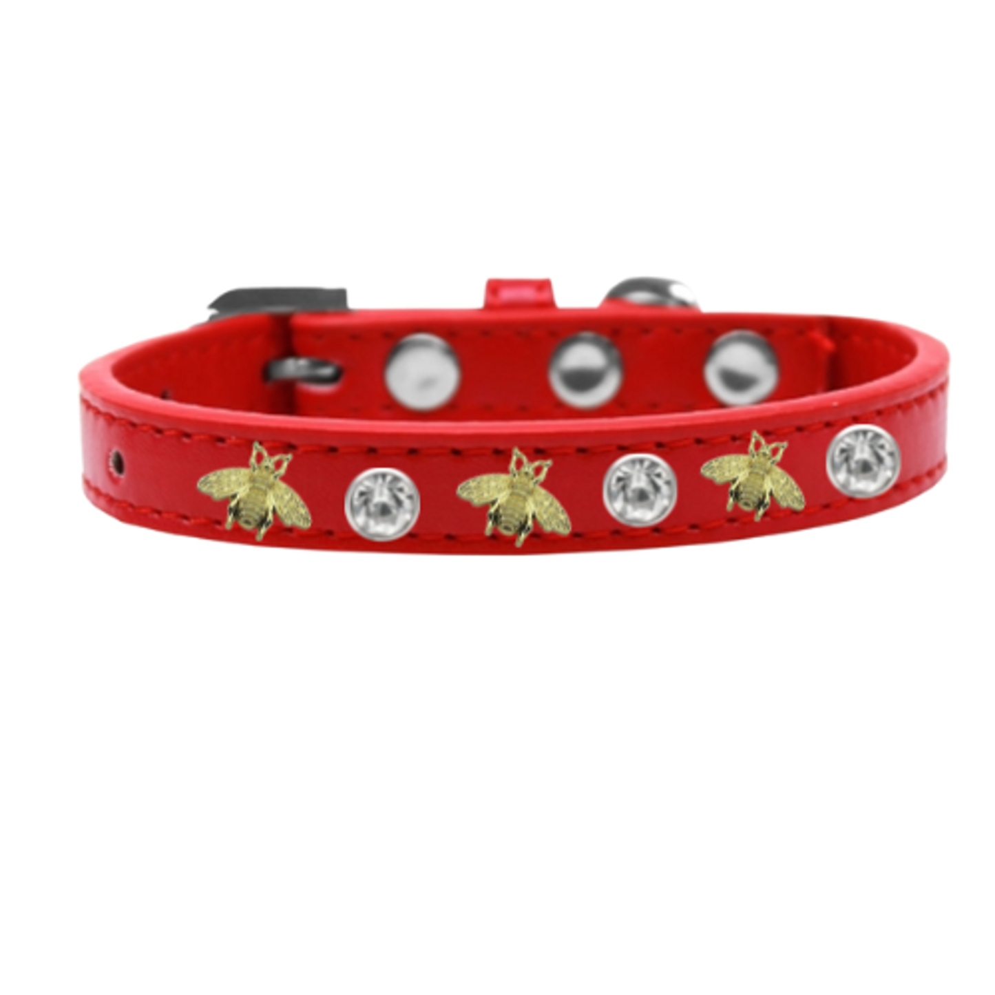 Studded Bee Vegan Leather Dog Collar