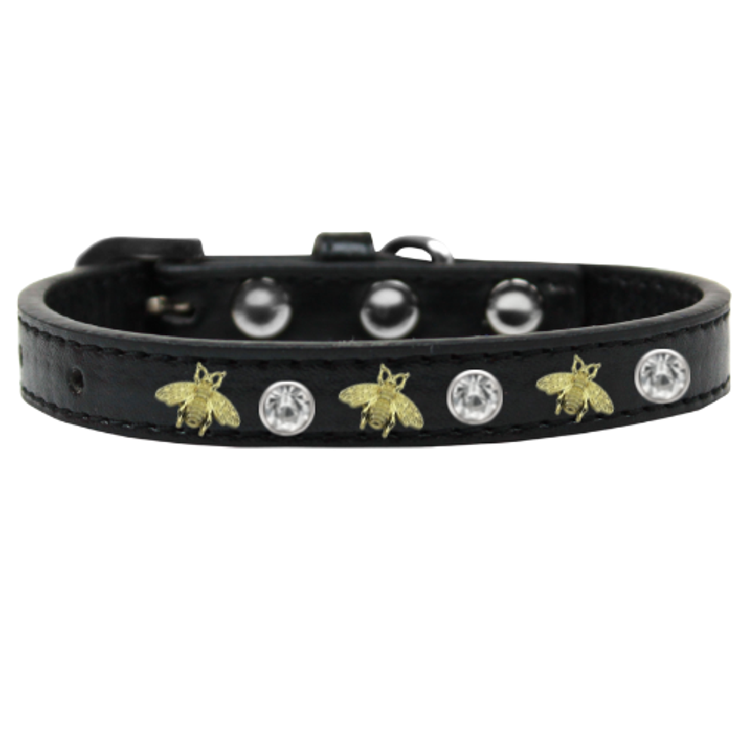 Studded Bee Vegan Leather Dog Collar