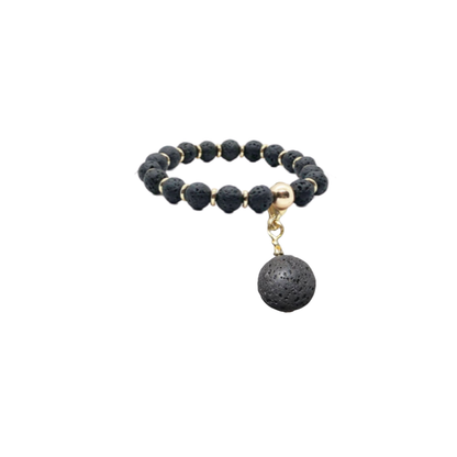 Black Volcanic Lava Stone Dog Collar Charm