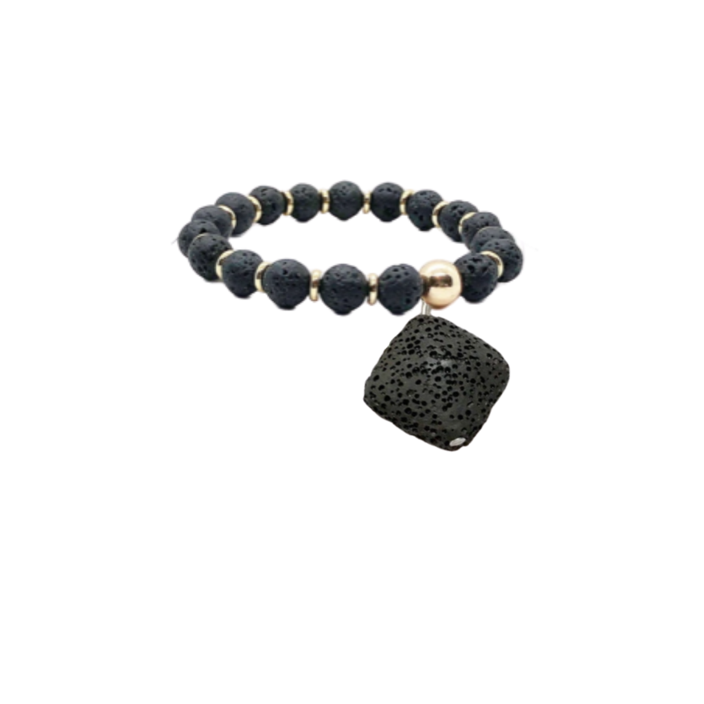 Black Volcanic Lava Stone Dog Collar Charm