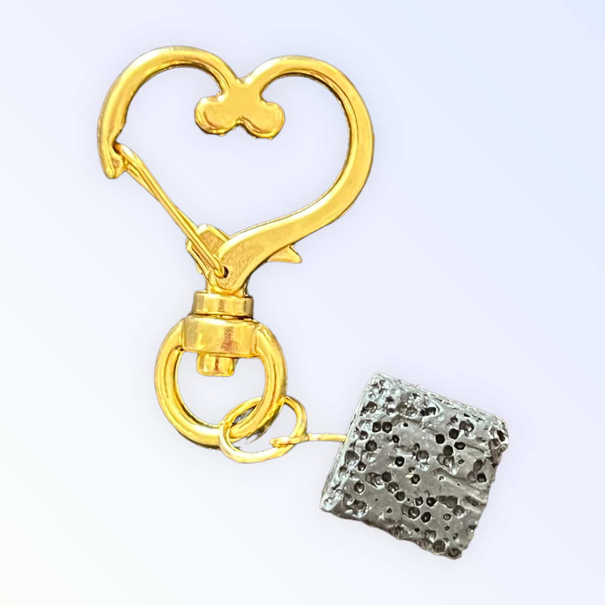 Black Volcanic Lava Stone Collar Charm - Square