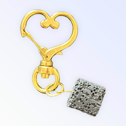 Black Volcanic Lava Stone Collar Charm - Square