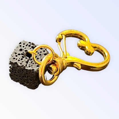 Black Volcanic Lava Stone Collar Charm - Square