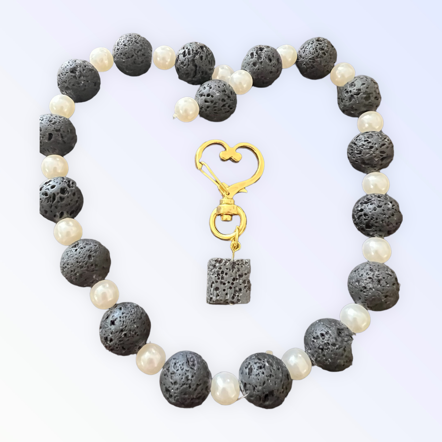 Black Volcanic Lava Stone Collar Charm - Square