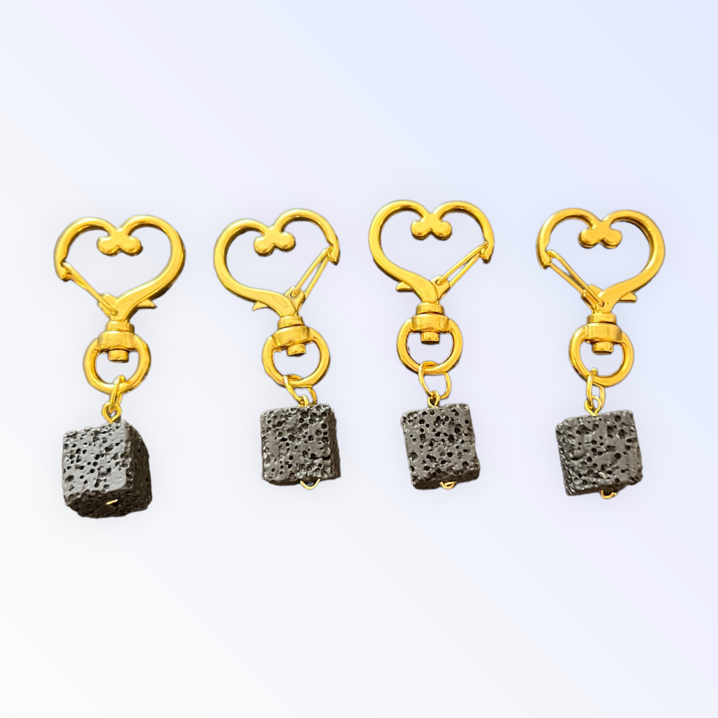 Black Volcanic Lava Stone Collar Charm - Square