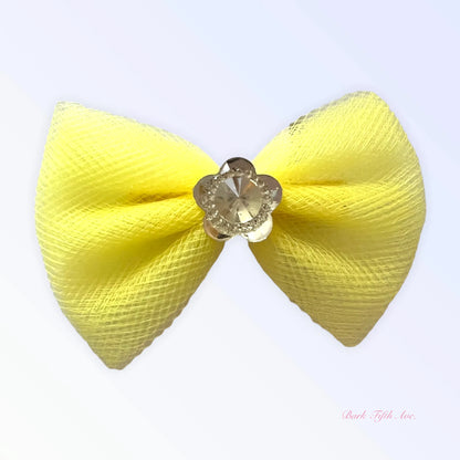 Tulle and crystal flower barrette, color variant 1