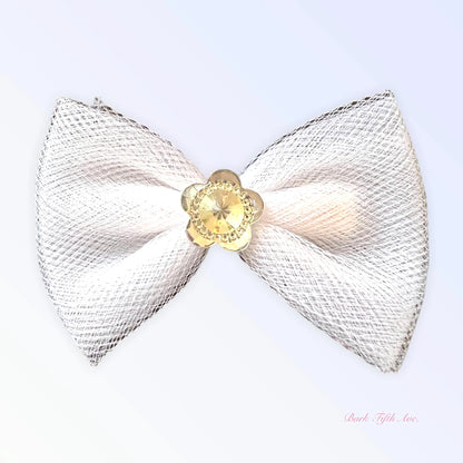 Tulle and crystal flower barrette, color variant 3 detail