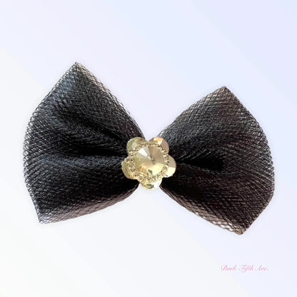 Tulle and crystal flower barrette, color variant 4 detail