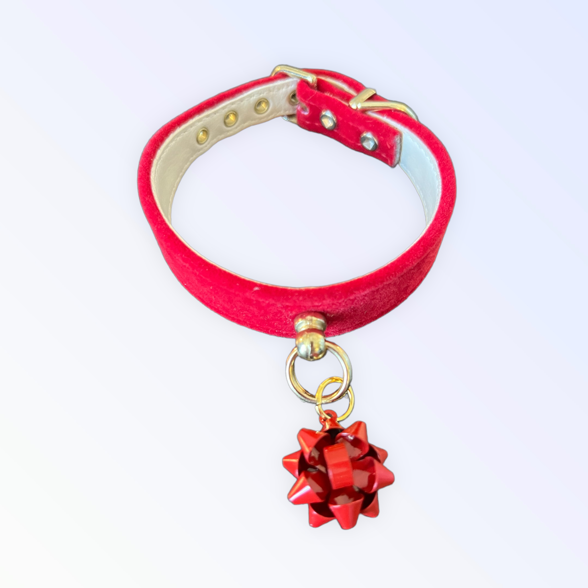 Velvet Gift Wrap Bow Dog Collar
