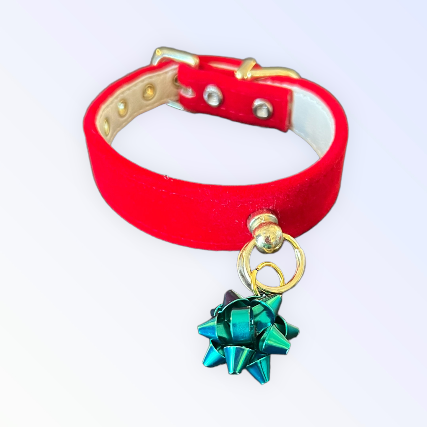Velvet Gift Wrap Bow Dog Collar