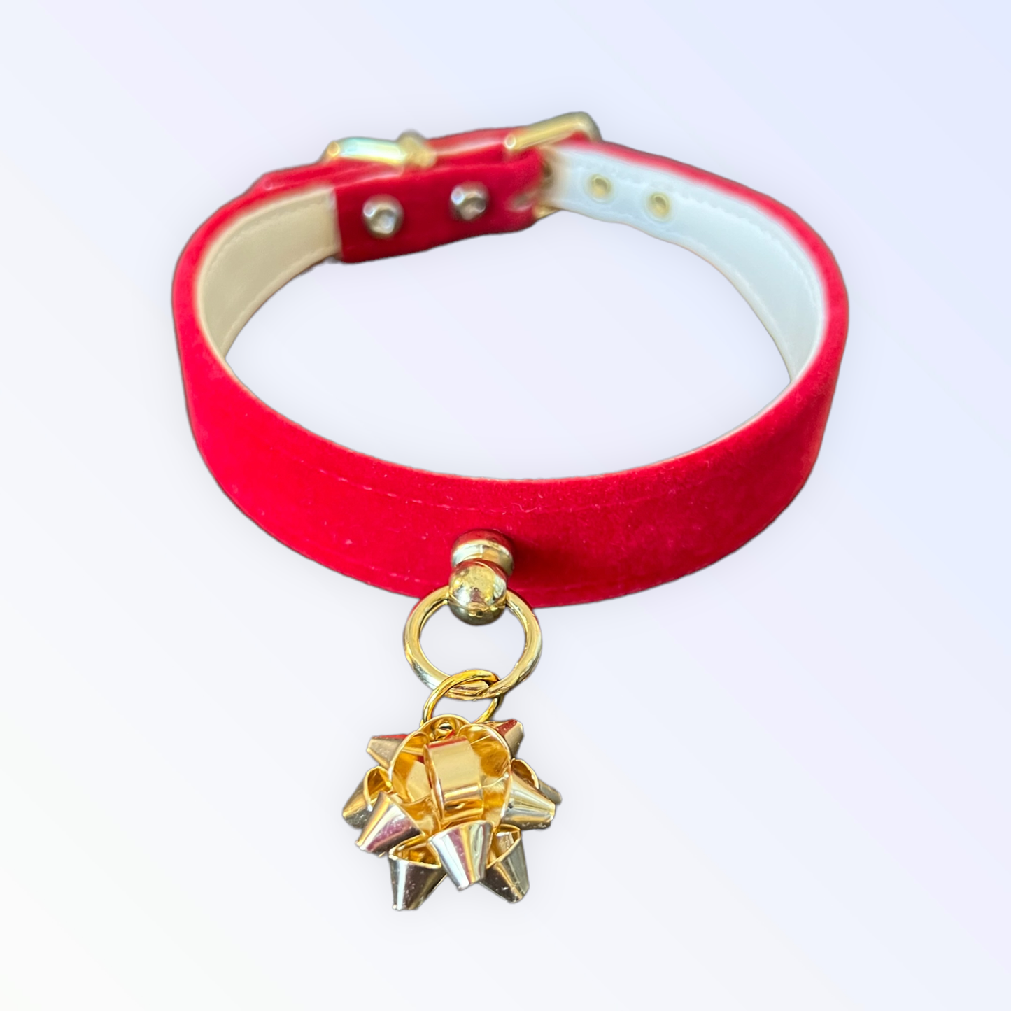 Velvet Gift Wrap Bow Dog Collar