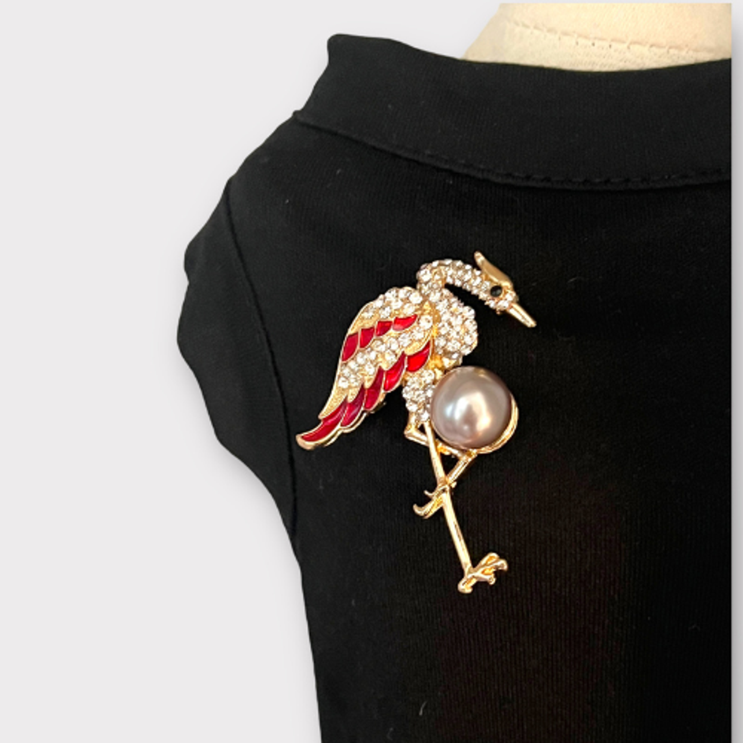 Elegant Flamingo Rhinestone and Pearl Dog Dress