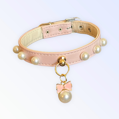 Bark Fifth Avenue Beaded Pearls and Bow Dog Collar
