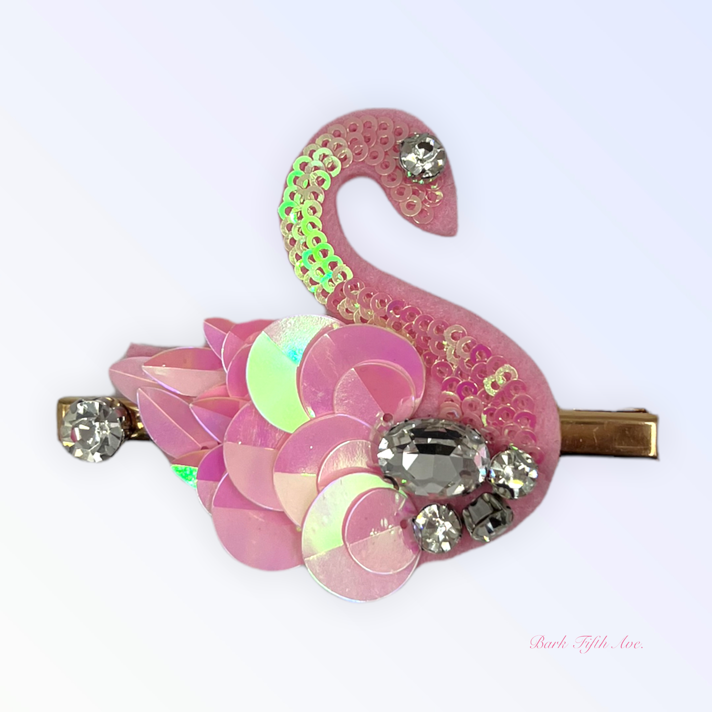 Bark Fifth Avenue Beaded Sequin Swan Dog Hair Clip