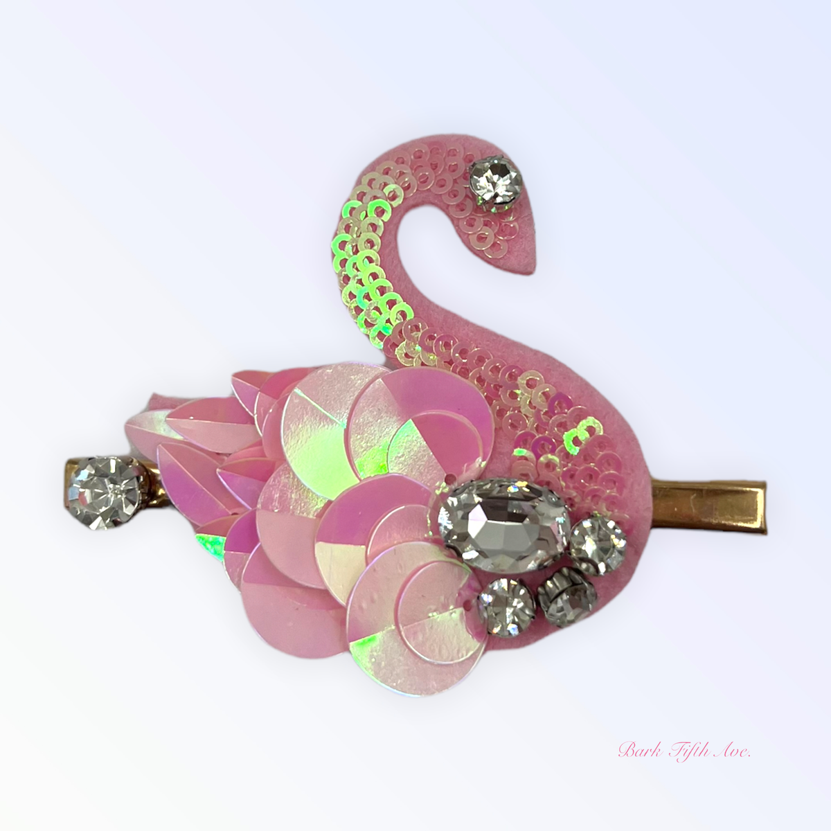 Bark Fifth Avenue Beaded Sequin Swan Dog Hair Clip