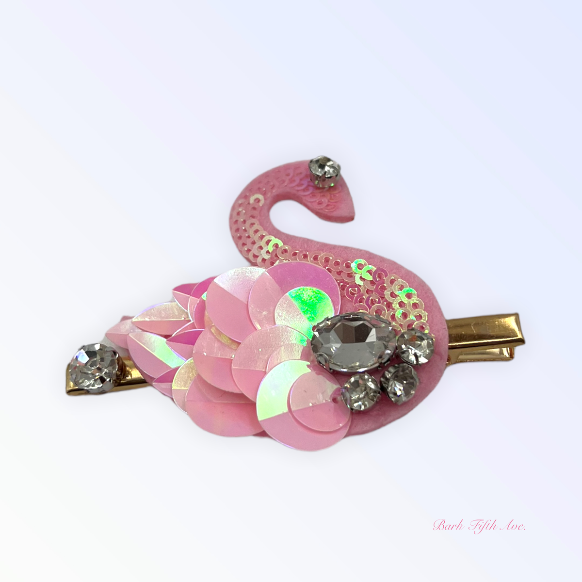 Bark Fifth Avenue Beaded Sequin Swan Dog Hair Clip