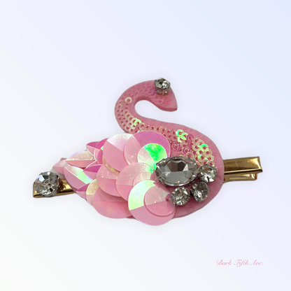 Bark Fifth Avenue Beaded Sequin Swan Dog Hair Clip