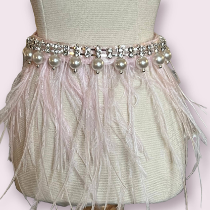 Feathers, Diamonds and Pearls Glam Dog Collar