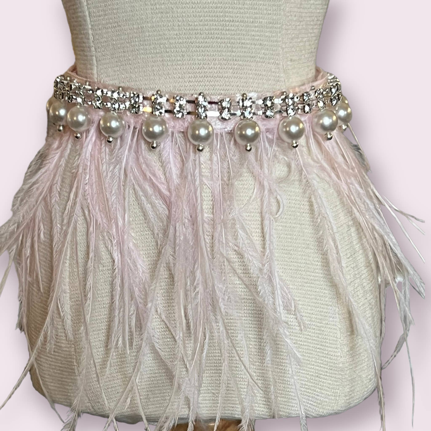 Feathers, Diamonds and Pearls Glam Dog Collar
