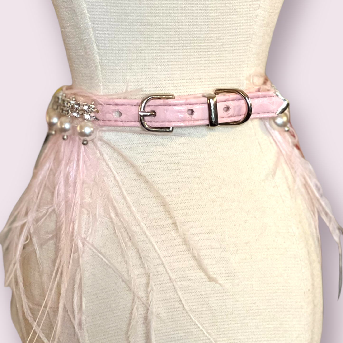Feathers, Diamonds and Pearls Glam Dog Collar