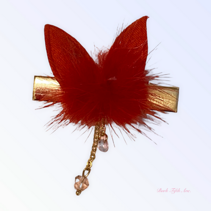 Fuzzy Bunny Pom Pom Hair Barrette