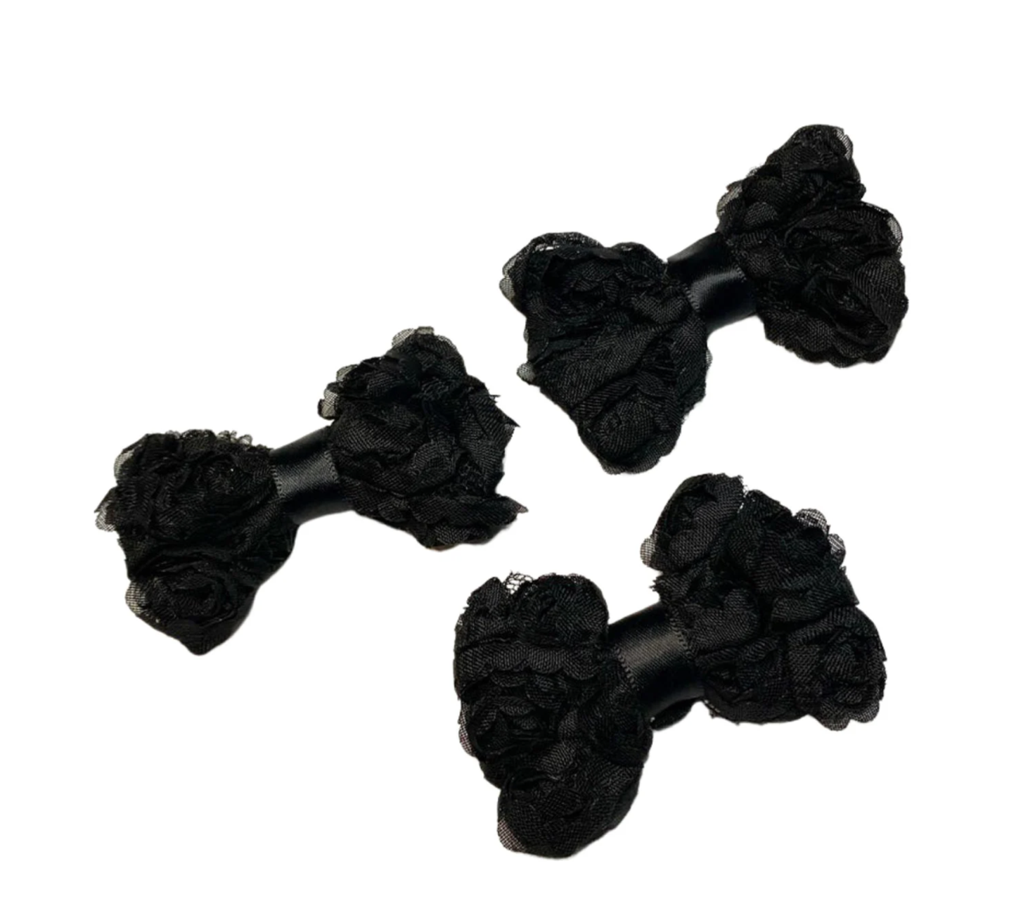 Bark Fifth Avenue Black Chiffon Rosette Dog Hair Bows