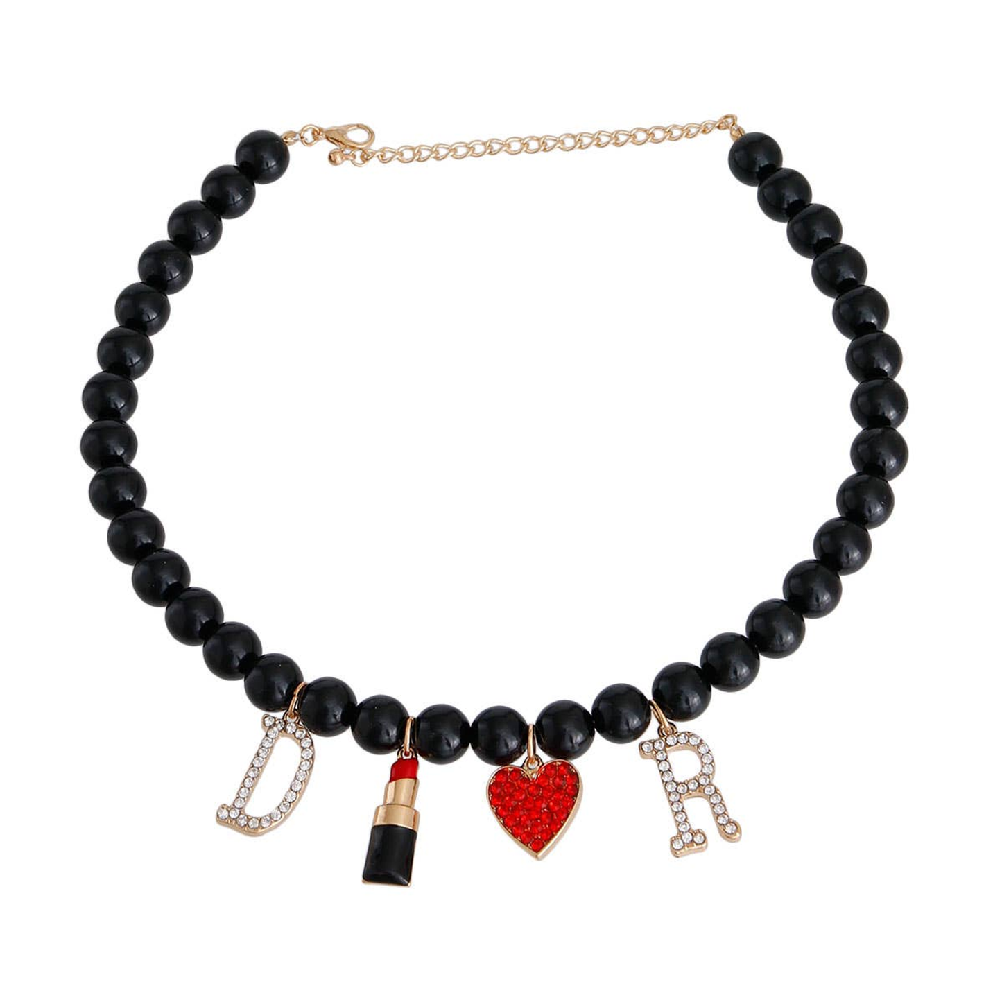 Bark Fifth Avenue Black Pearl Charm Dog Necklace