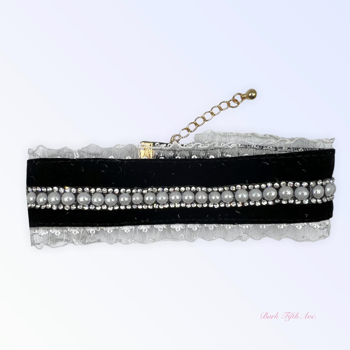 Bark Fifth Avenue Black Velvet Lace Dog Collar