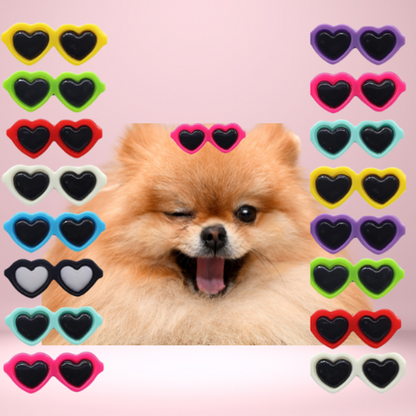 Heart Shaped Sunnies Dog Hair Clips