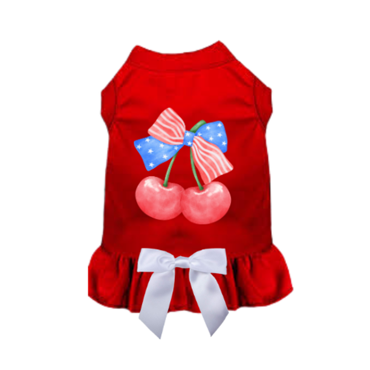 Patriotic Cherry Pop Dog Dress, Red Edition