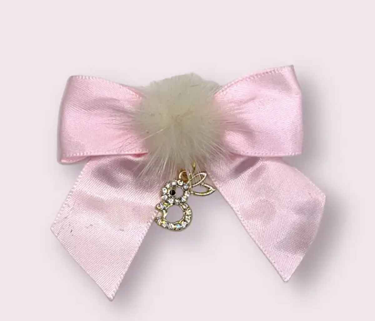 Rhinestone Bunny Pom Dog Hair Bows