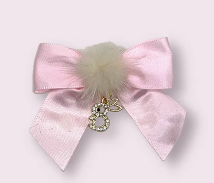 Rhinestone Bunny Pom Dog Hair Bows