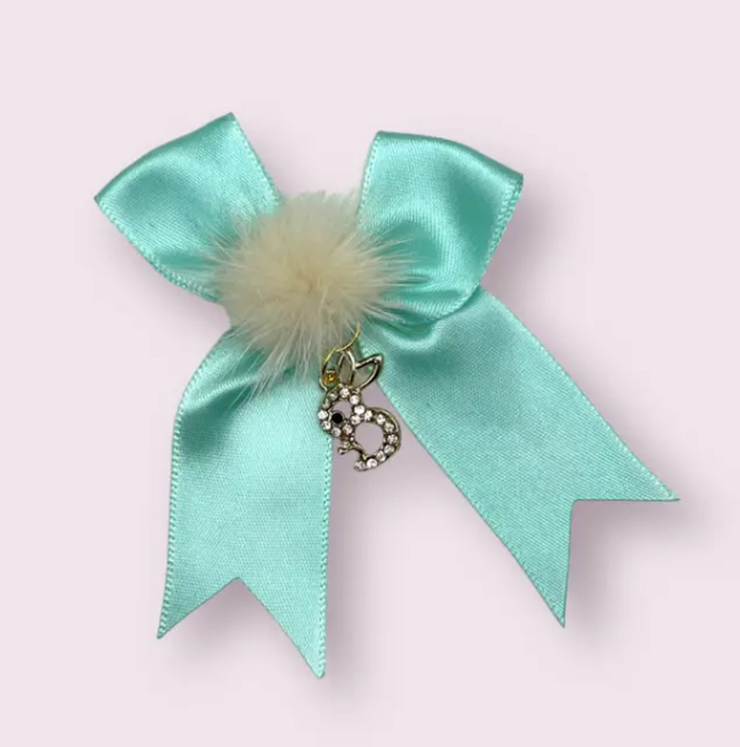 Rhinestone Bunny Pom Dog Hair Bows
