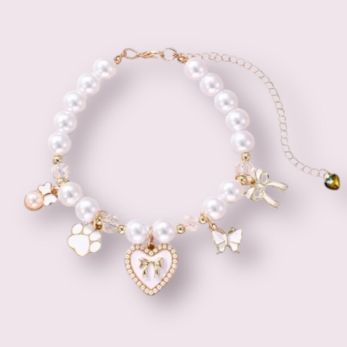 Paws and Pearls Dog Charm Necklace