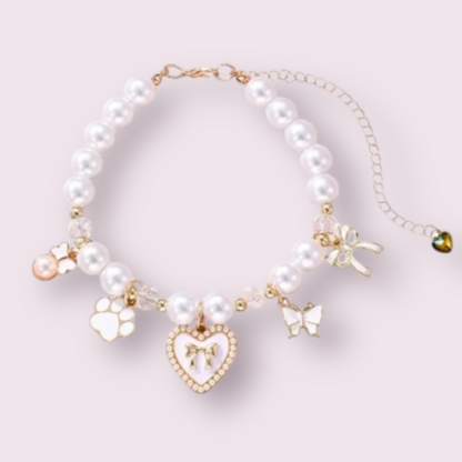 Paws and Pearls Dog Charm Necklace