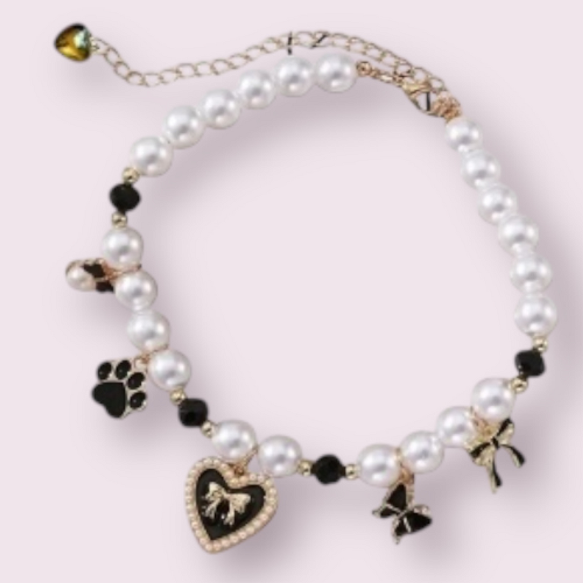 Paws and Pearls Dog Charm Necklace