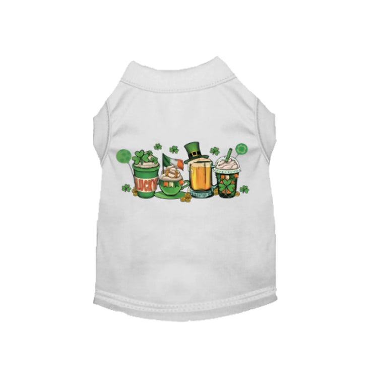 Shamrock Charms St. Patrick's Day dog tee, worn by dog
