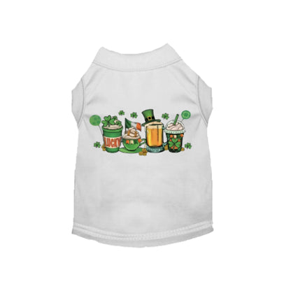 Shamrock Charms St. Patrick's Day dog tee, flat lay