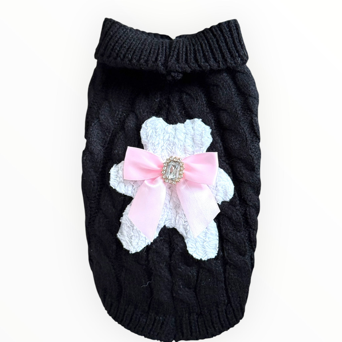 My Fuzzy Bear Bow Knit Dog Sweater