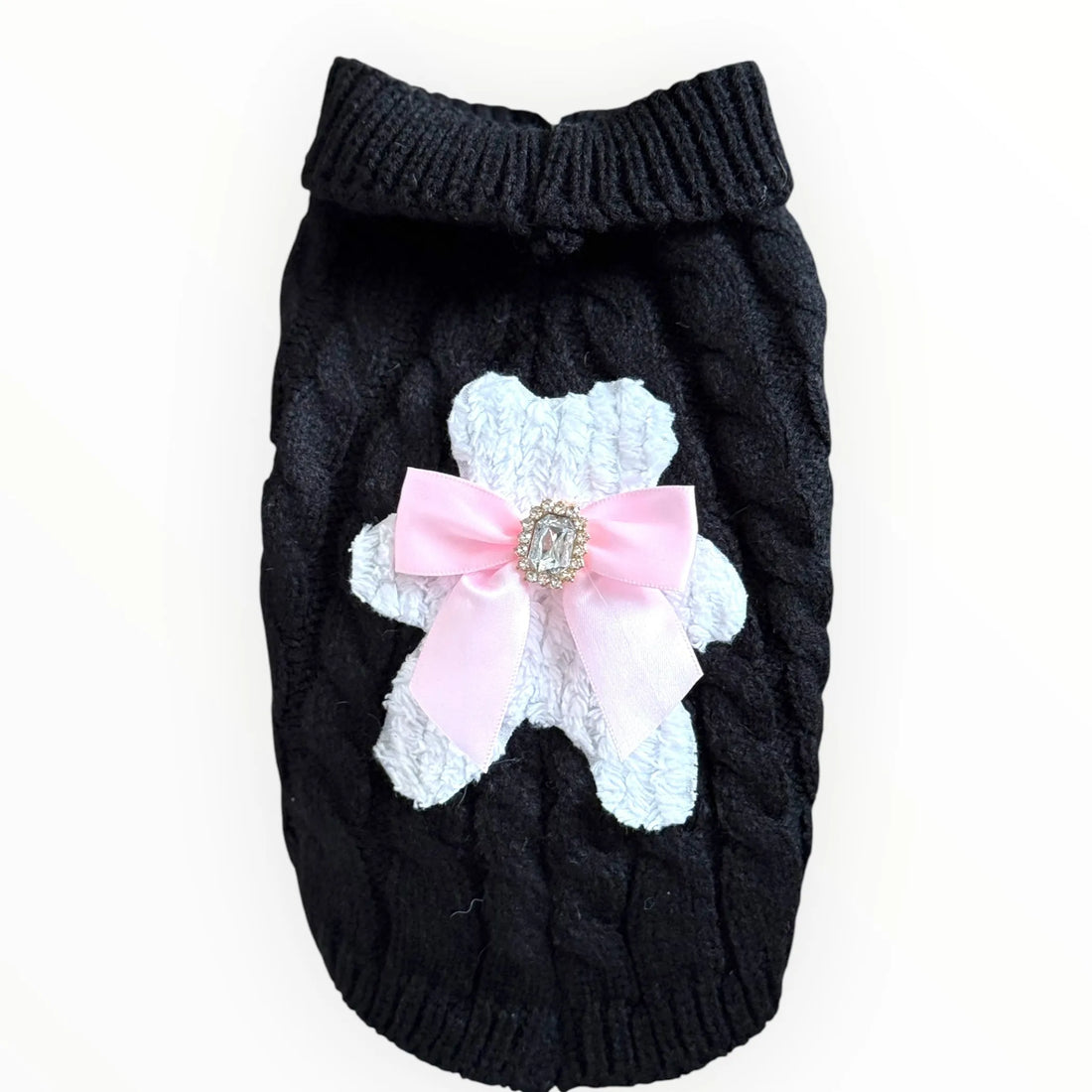 My Fuzzy Bear Bow Knit Dog Sweater