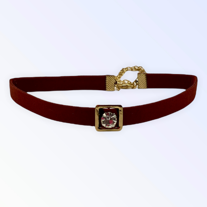 Bark Fifth Avenue Burgundy Buckle Dog Necklace