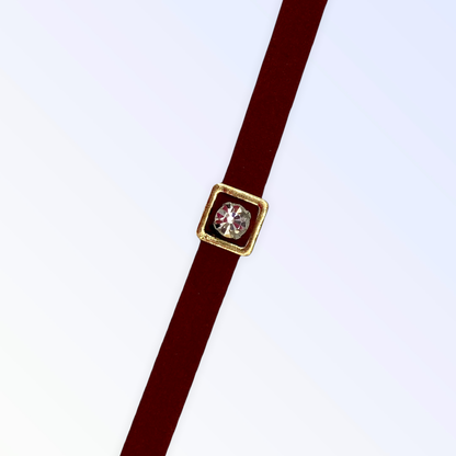 Bark Fifth Avenue Burgundy Buckle Dog Necklace