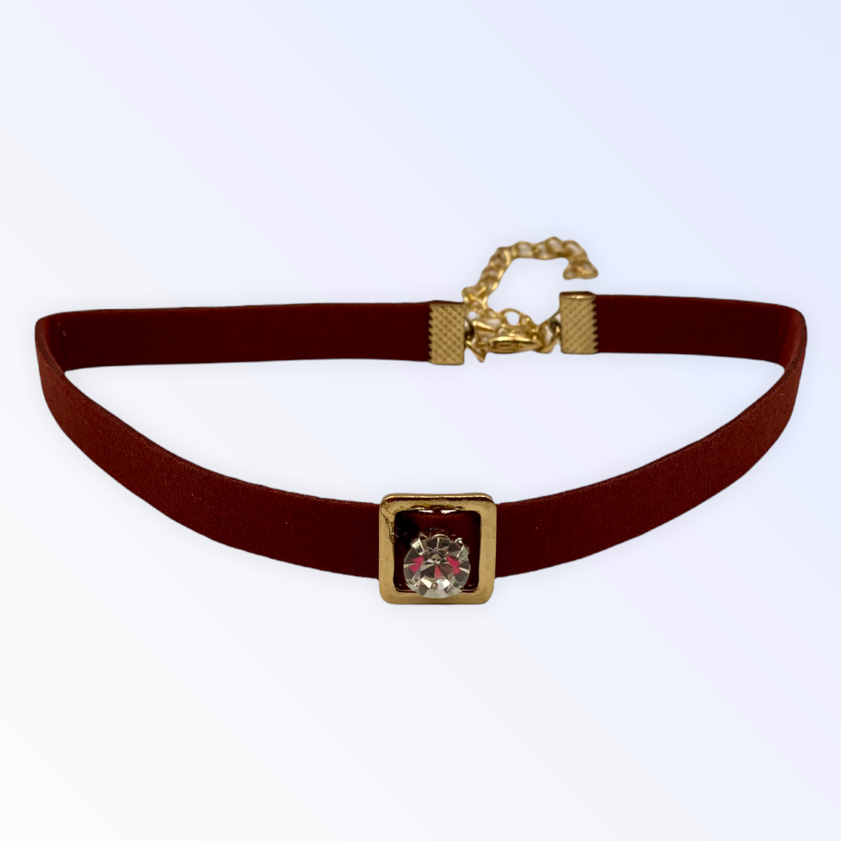 Bark Fifth Avenue Burgundy Buckle Dog Necklace