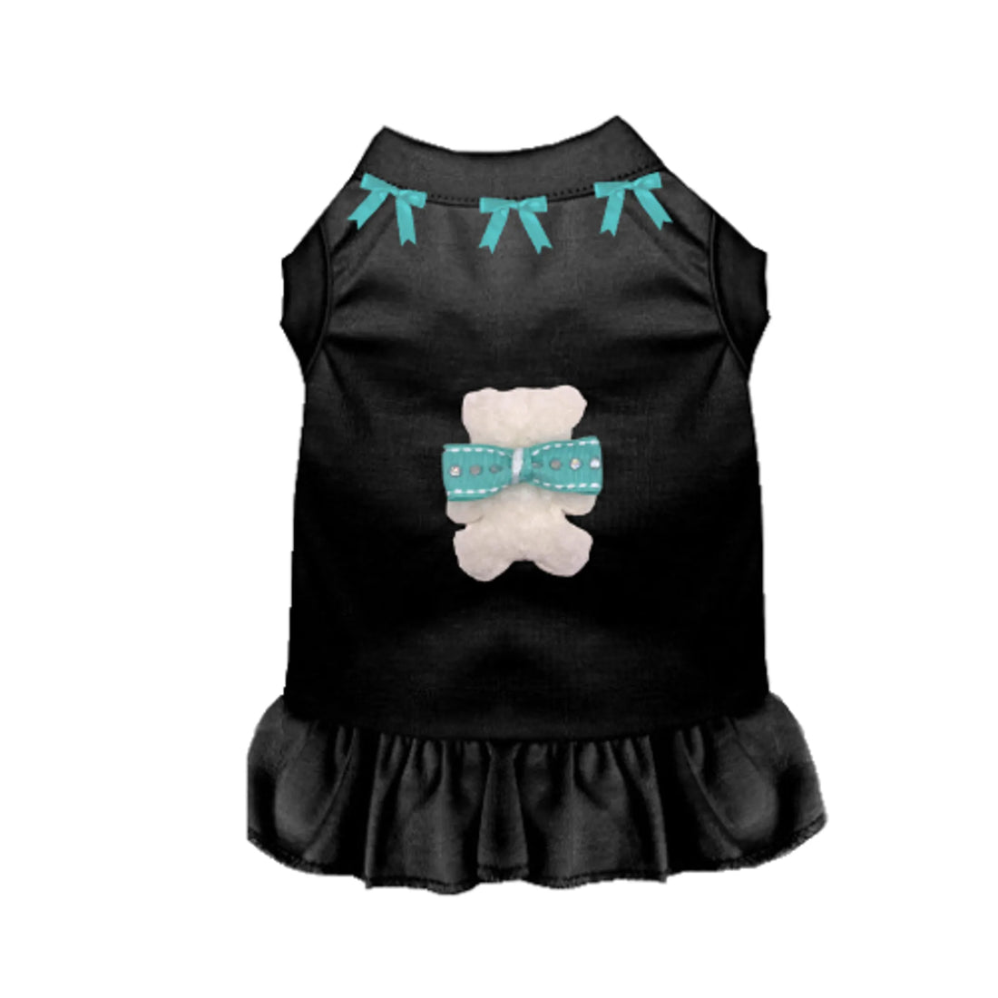 Cuddle Bear Bow dog dress, folded flat