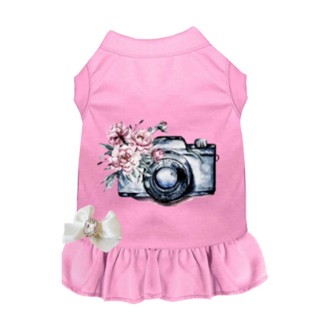Call Me Pretty and Take Pictures of Me Dog Dress, worn on small dog