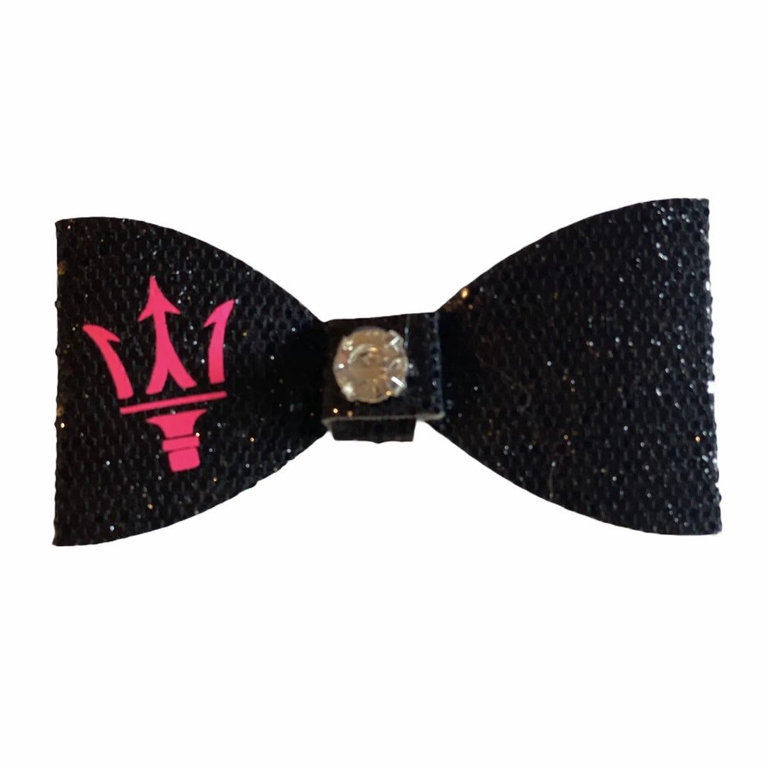 Sparkle Bling dog bow, close-up of rhinestones