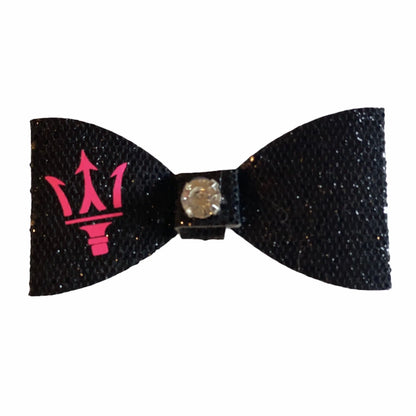 Sparkle Bling dog bow, close-up of rhinestones